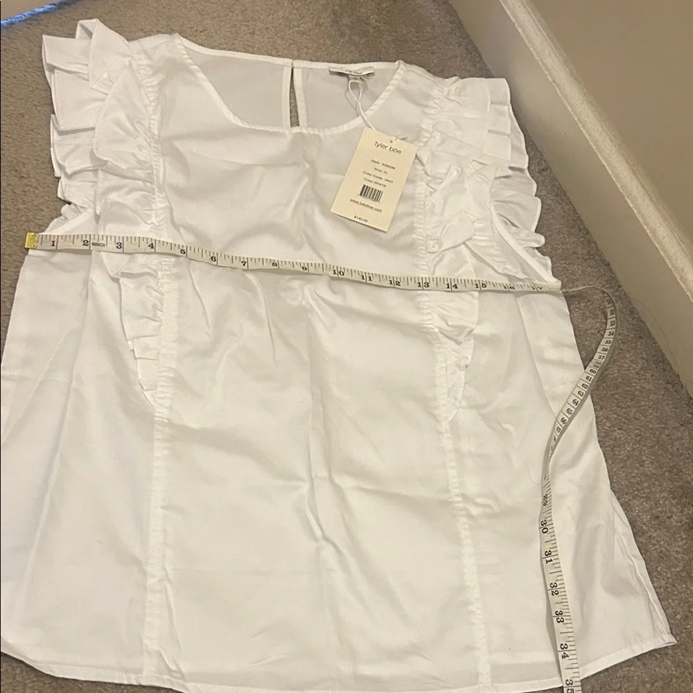 Tyler Boe White Ruffle Sleeve Top - Picture 1 of 7